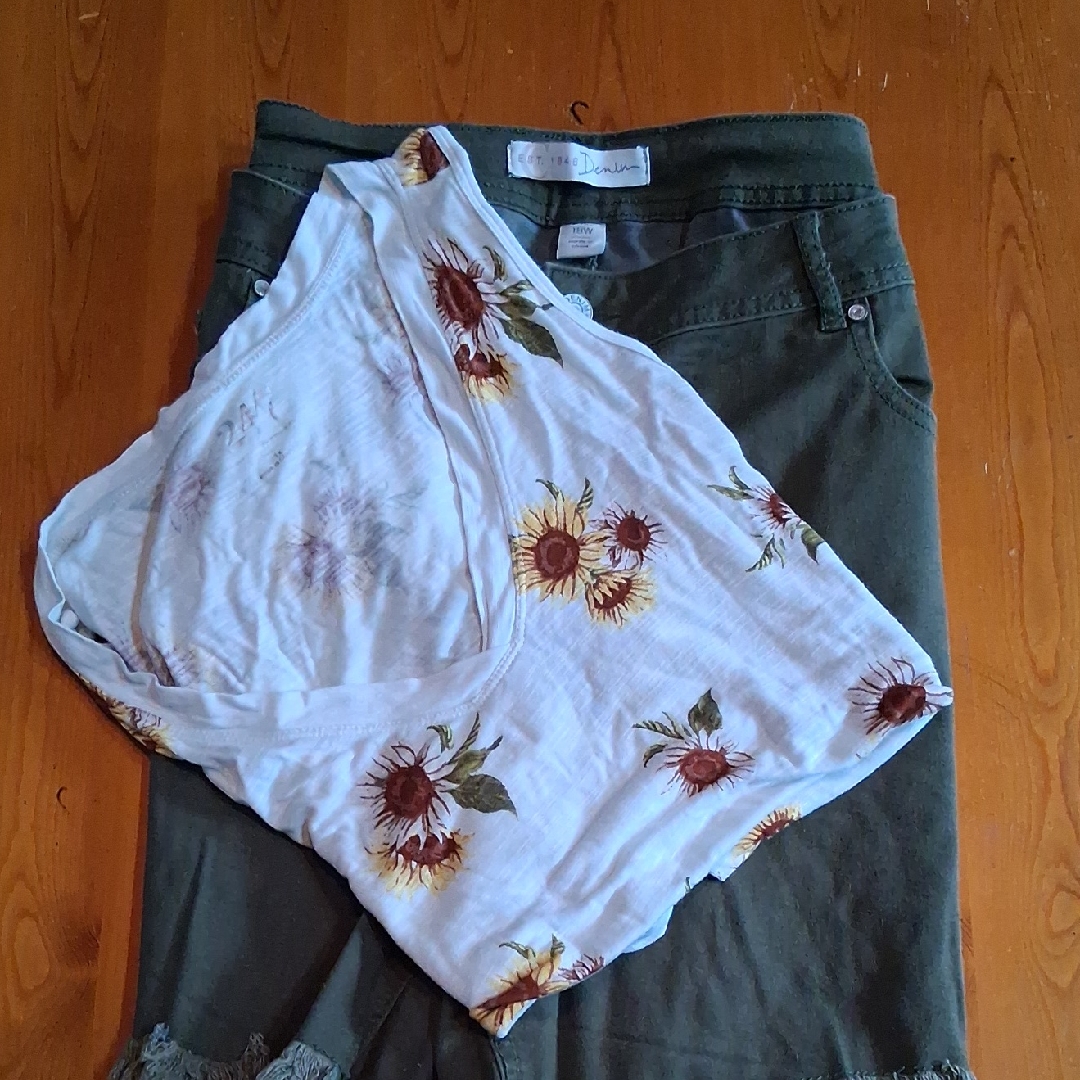 Cato Olive Green Shorts With Maurices Tank Top, Both Are New, No Tags